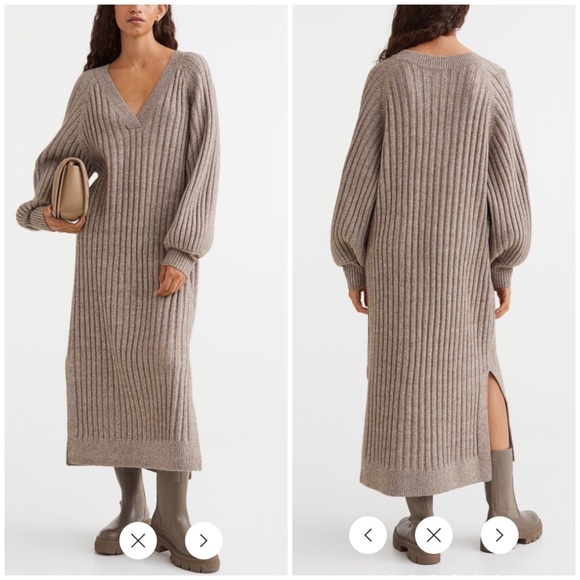 H&M beige melange rib-knit dress NWT Size XXL - Picture 3 of 5